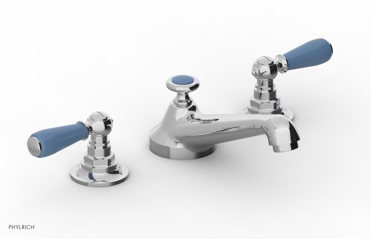 JAMESTOWN Widespread Faucet - Low Spout - Lever Handle with "Light Blue" Accents 165-02
