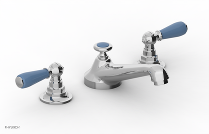 JAMESTOWN Widespread Faucet - Low Spout - Lever Handle with "Light Blue" Accents 165-02
