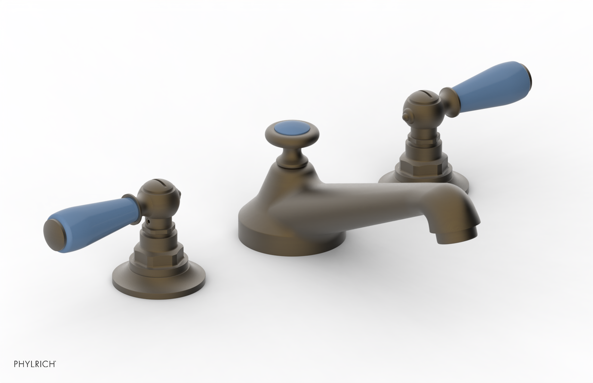 JAMESTOWN Widespread Faucet - Low Spout - Lever Handle with "Light Blue" Accents 165-02
