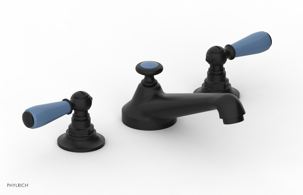 JAMESTOWN Widespread Faucet - Low Spout - Lever Handle with "Light Blue" Accents 165-02