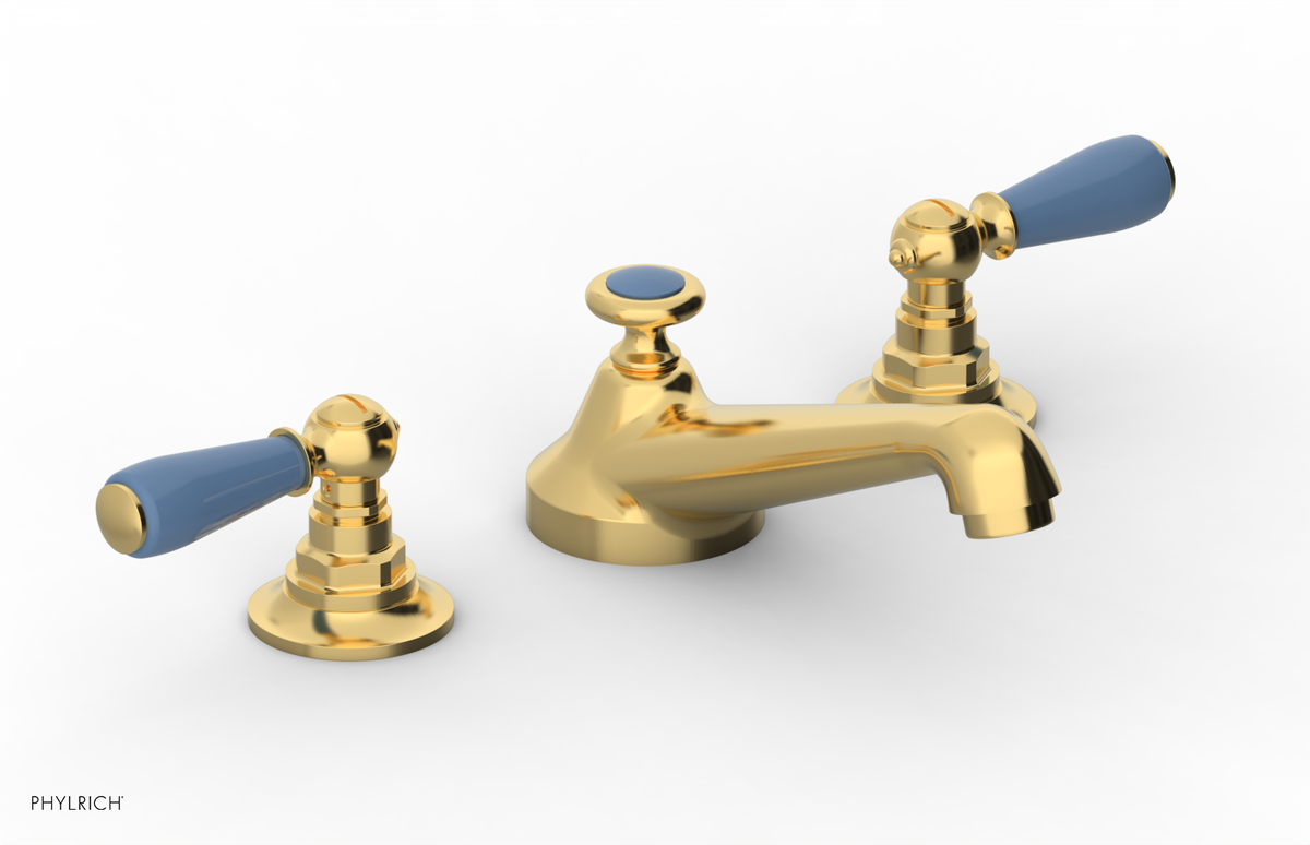 JAMESTOWN Widespread Faucet - Low Spout - Lever Handle with "Light Blue" Accents 165-02