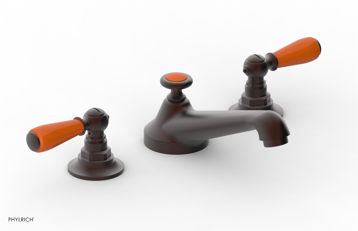JAMESTOWN Widespread Faucet - Low Spout - Lever Handle with "Orange" Accents 165-02