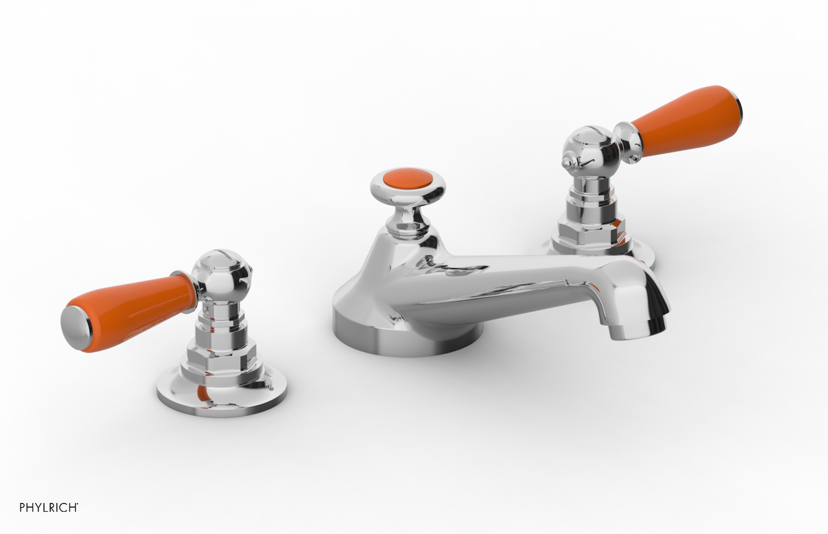 JAMESTOWN Widespread Faucet - Low Spout - Lever Handle with "Orange" Accents 165-02