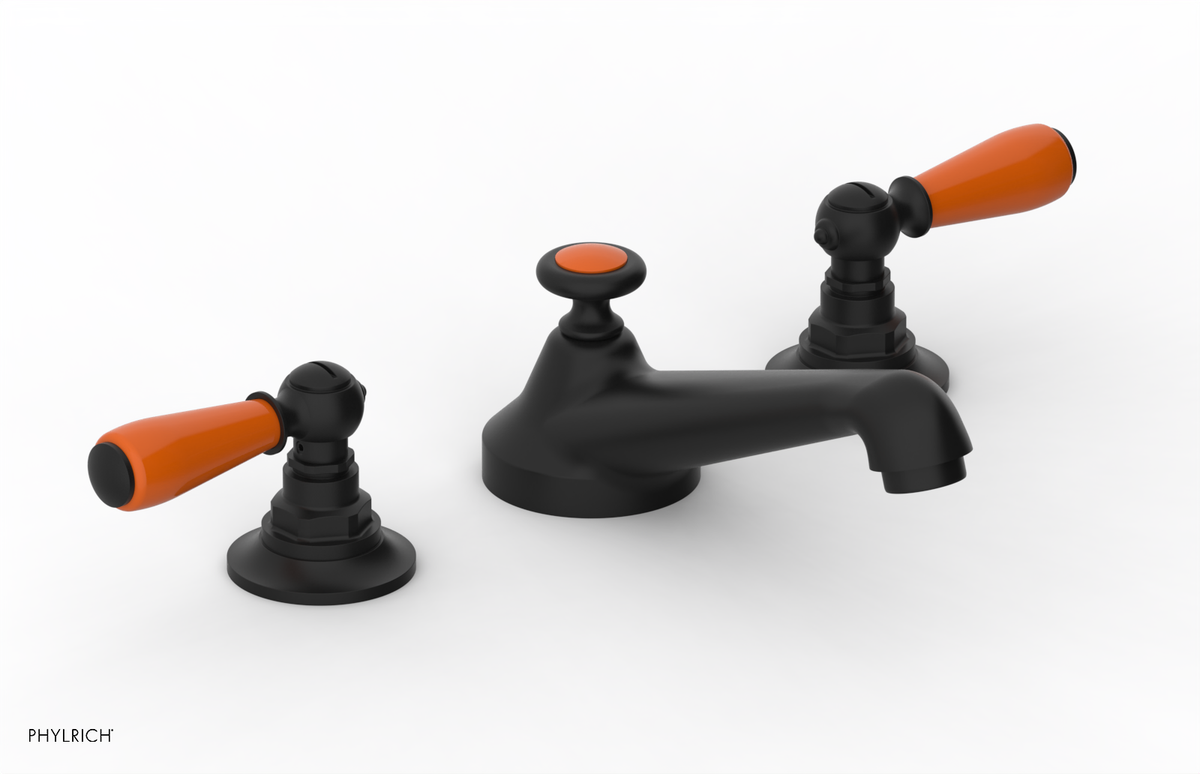 JAMESTOWN Widespread Faucet - Low Spout - Lever Handle with "Orange" Accents 165-02