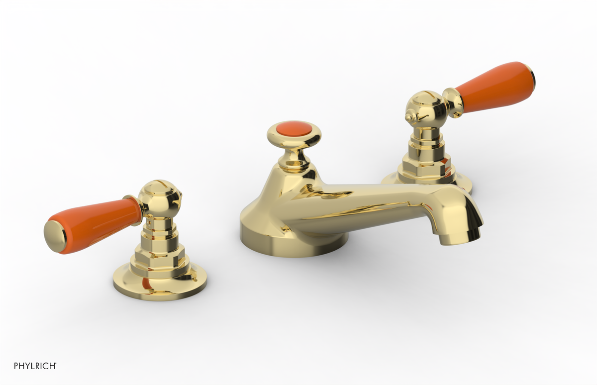 JAMESTOWN Widespread Faucet - Low Spout - Lever Handle with "Orange" Accents 165-02