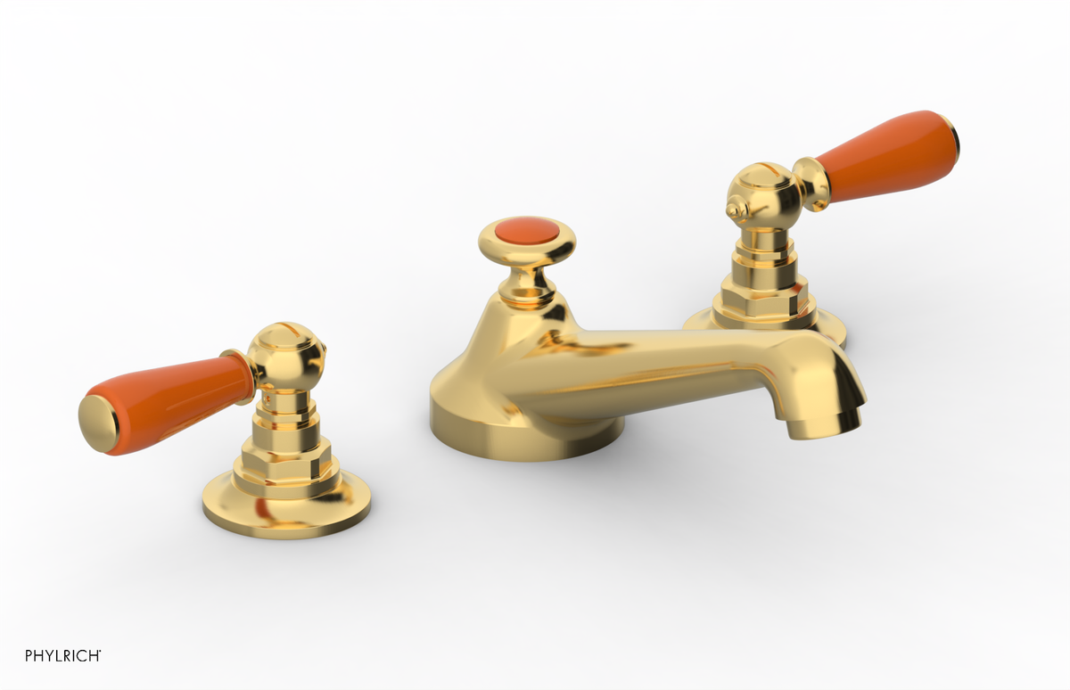 JAMESTOWN Widespread Faucet - Low Spout - Lever Handle with "Orange" Accents 165-02