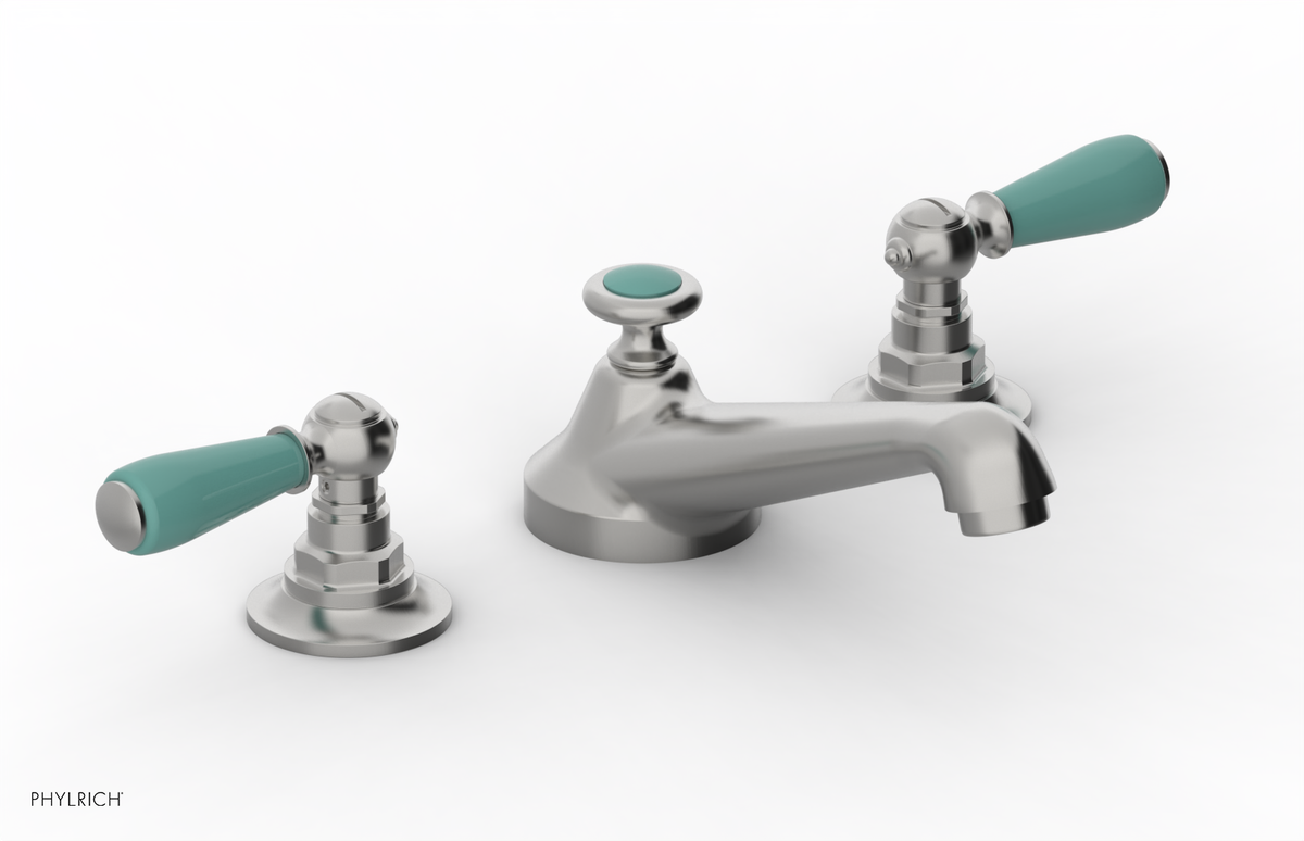 JAMESTOWN Widespread Faucet - Low Spout - Lever Handle with "Turqoise" Accents 165-02