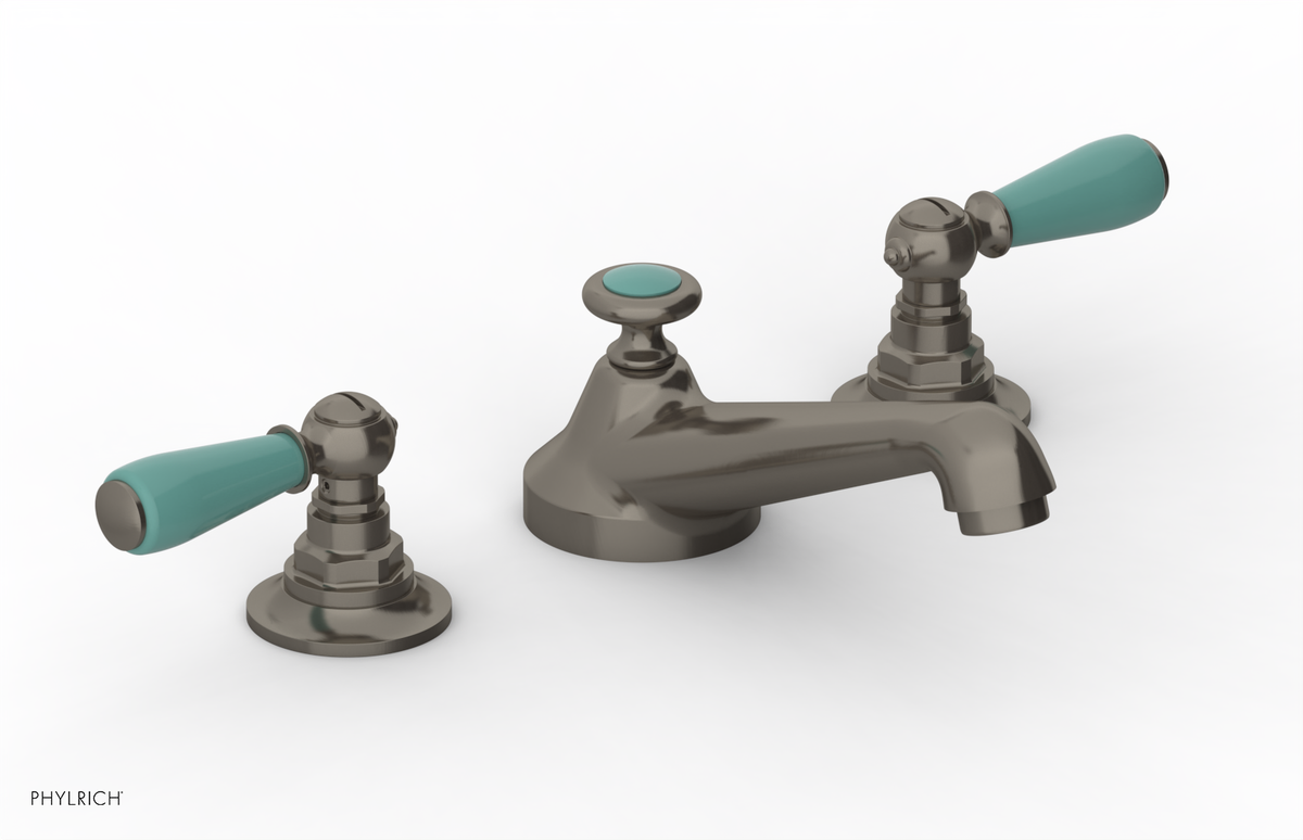 JAMESTOWN Widespread Faucet - Low Spout - Lever Handle with "Turqoise" Accents 165-02