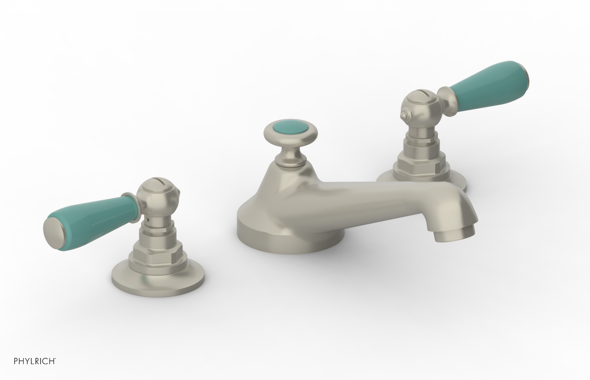 JAMESTOWN Widespread Faucet - Low Spout - Lever Handle with "Turqoise" Accents 165-02