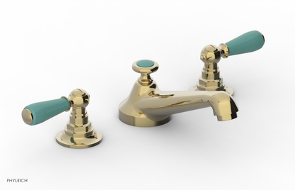 JAMESTOWN Widespread Faucet - Low Spout - Lever Handle with "Turqoise" Accents 165-02