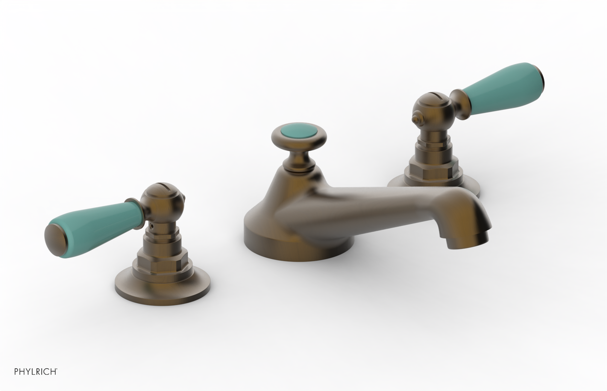 JAMESTOWN Widespread Faucet - Low Spout - Lever Handle with "Turqoise" Accents 165-02