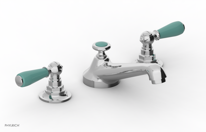 JAMESTOWN Widespread Faucet - Low Spout - Lever Handle with "Turqoise" Accents 165-02