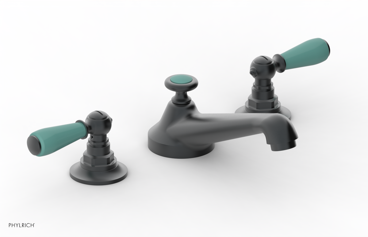 JAMESTOWN Widespread Faucet - Low Spout - Lever Handle with "Turqoise" Accents 165-02