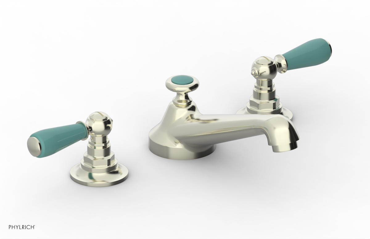 JAMESTOWN Widespread Faucet - Low Spout - Lever Handle with "Turqoise" Accents 165-02