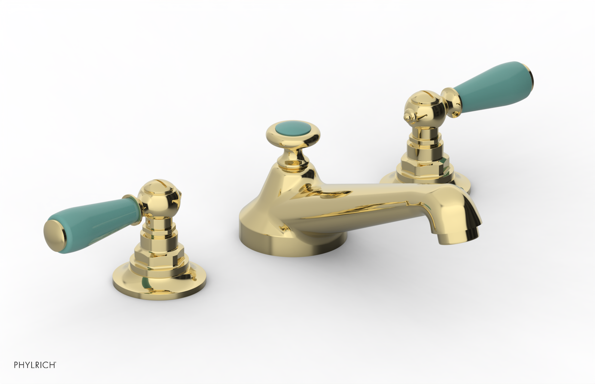 JAMESTOWN Widespread Faucet - Low Spout - Lever Handle with "Turqoise" Accents 165-02