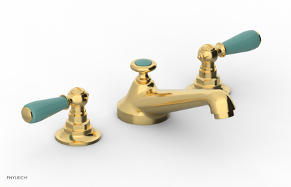 JAMESTOWN Widespread Faucet - Low Spout - Lever Handle with "Turqoise" Accents 165-02
