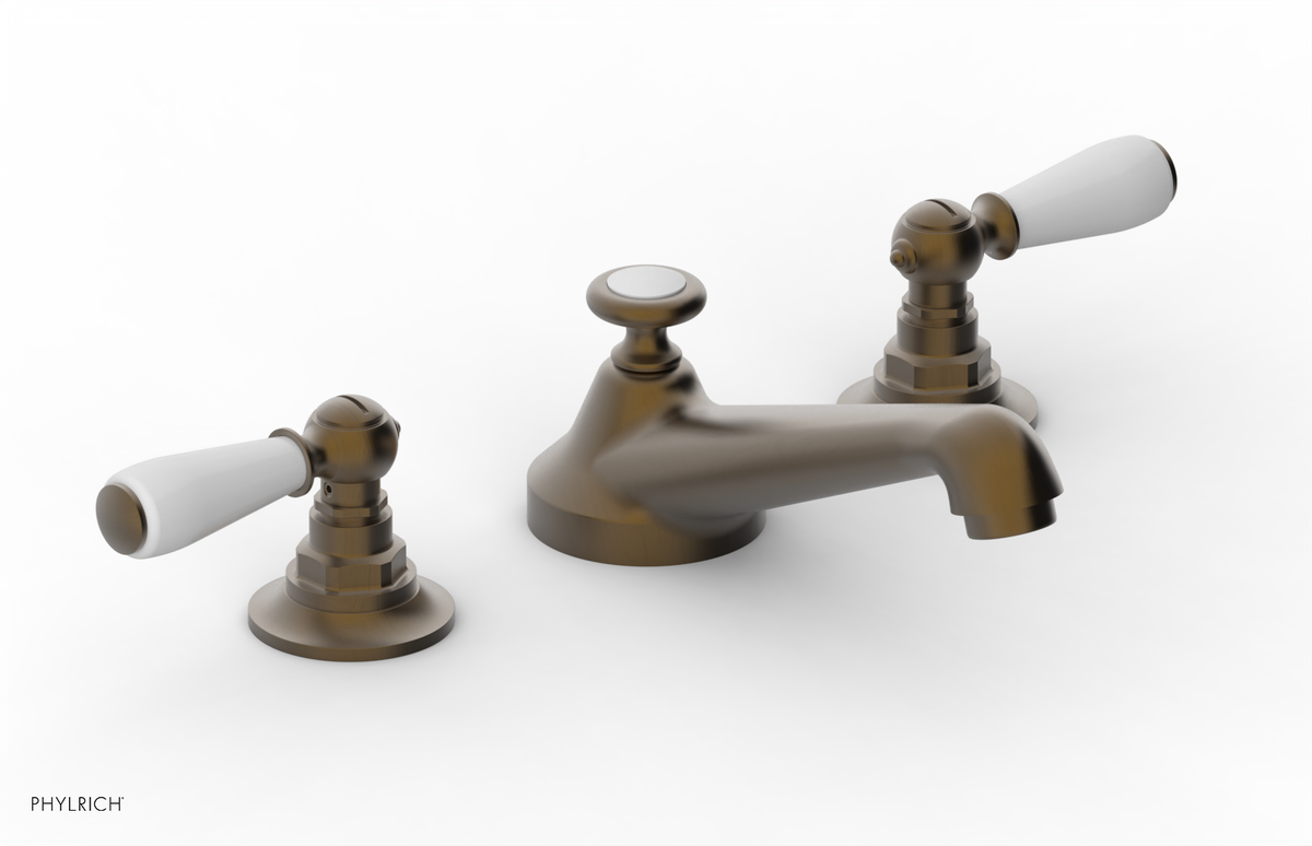JAMESTOWN Widespread Faucet - Low Spout - Lever Handle with "White" Accents 165-02