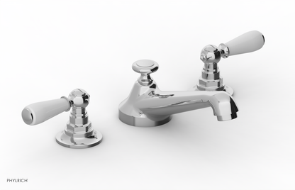 JAMESTOWN Widespread Faucet - Low Spout - Lever Handle with "White" Accents 165-02