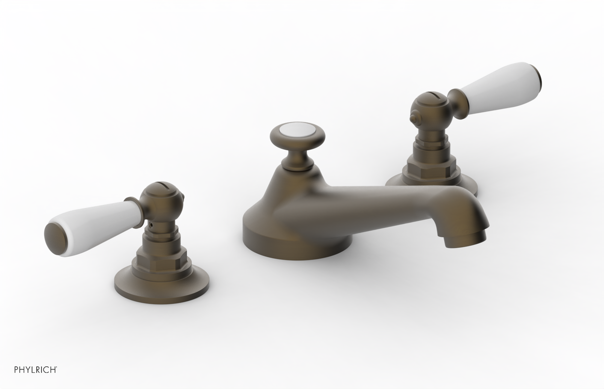 JAMESTOWN Widespread Faucet - Low Spout - Lever Handle with "White" Accents 165-02
