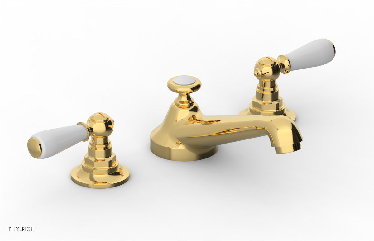 JAMESTOWN Widespread Faucet - Low Spout - Lever Handle with "White" Accents 165-02
