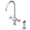 Rubinet Two Handle Single Hole Kitchen Set with LaSalle Spout with Hand Spray Satin Chrome