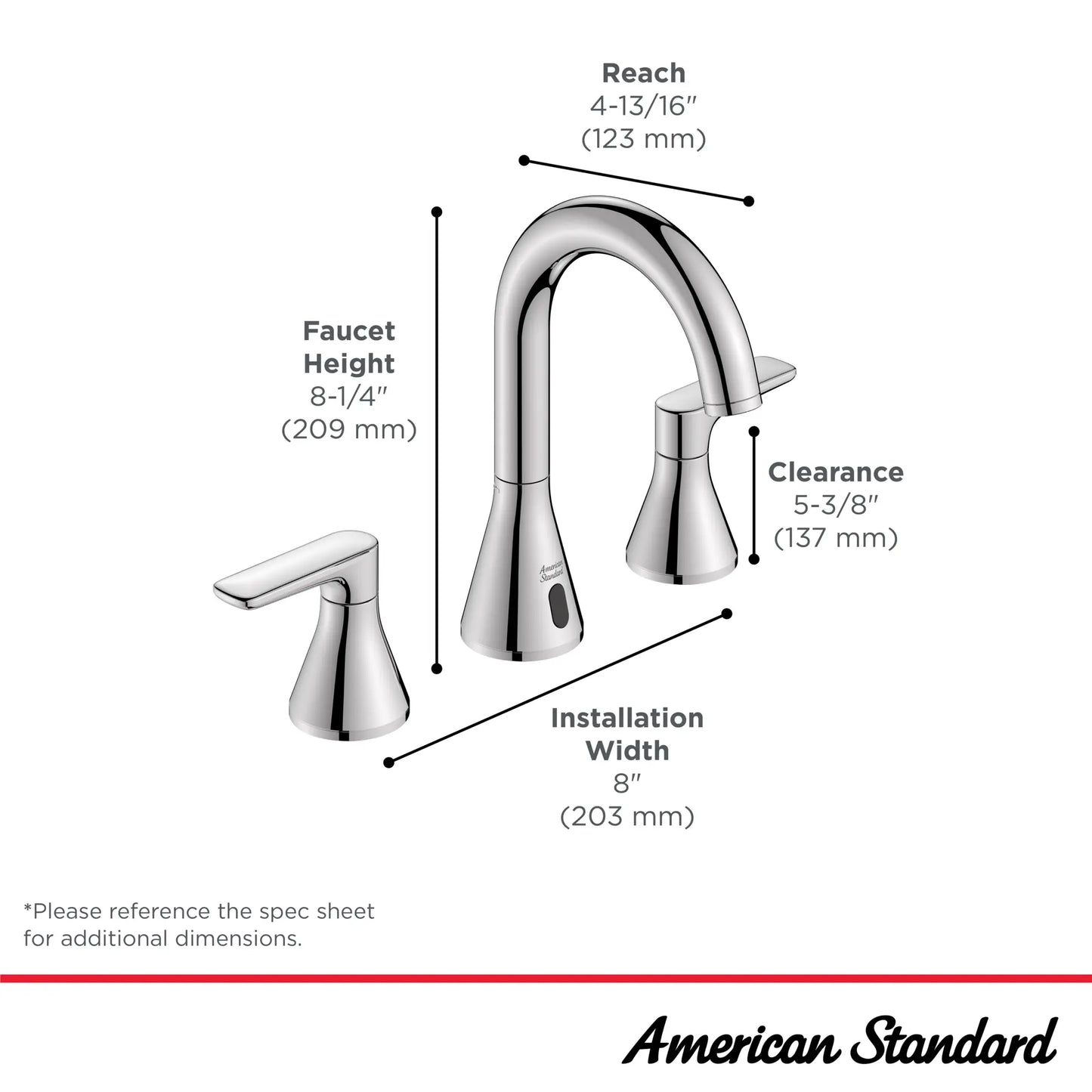 American Standard Aspirations® 8-Inch Hybrid Wideset Bathroom Faucet 1.2gpm/4.5L/min With Lever Handles