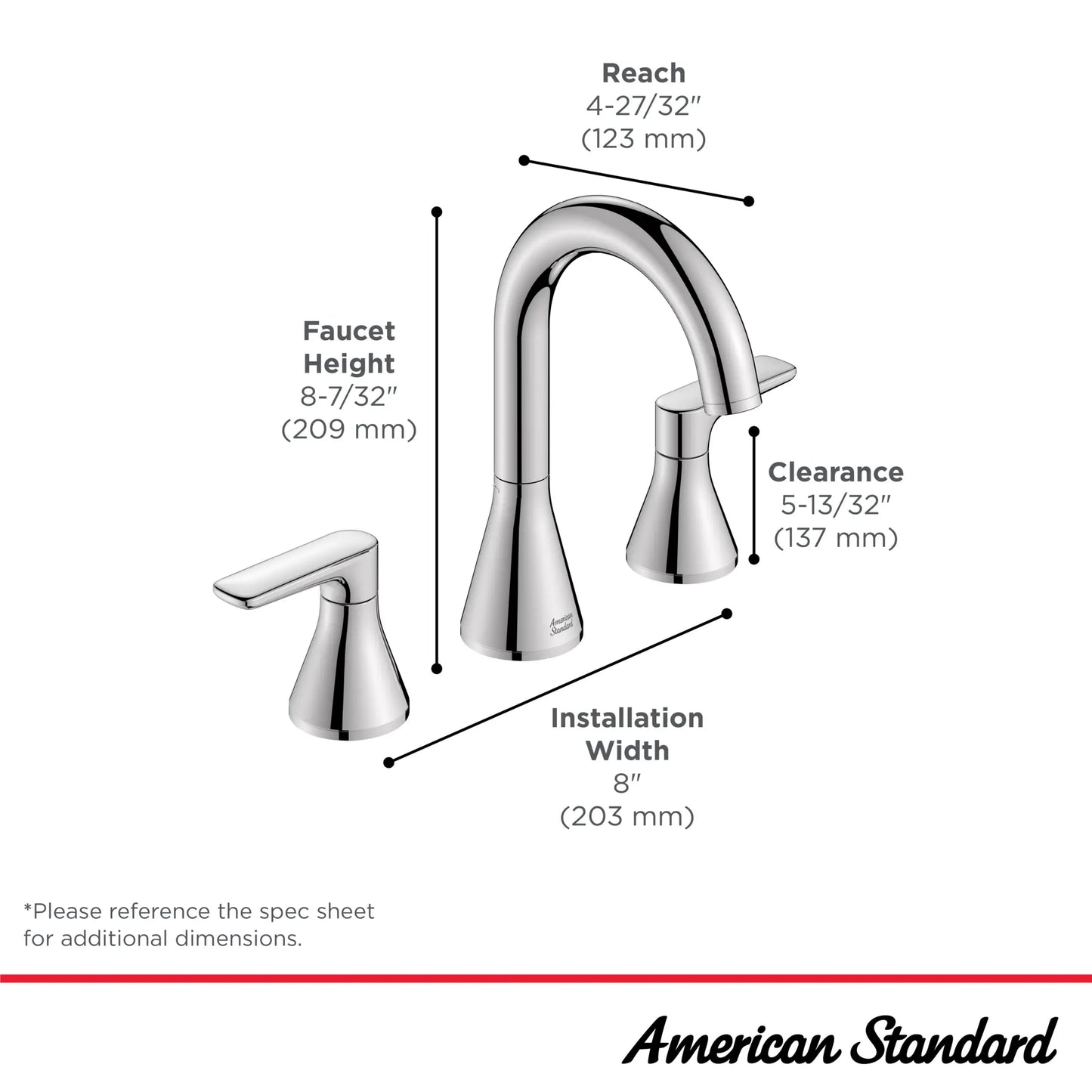 American Standard Aspirations® 8-Inch Widespread 2-Handle Bathroom Faucet 1.2gpm/4.5 L/min With Lever Handles