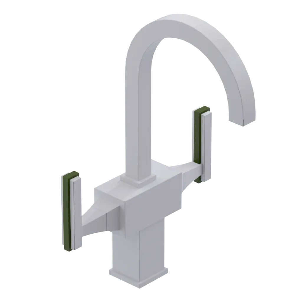Rubinet Single Hole Dual Handle Lav. Set. (less drain) White