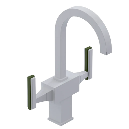 Rubinet Single Hole Dual Handle Lav. Set. (less drain) White