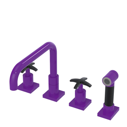 Rubinet Widespread Kitchen Set with Genesis Spout with Hand Spray Purple Haze