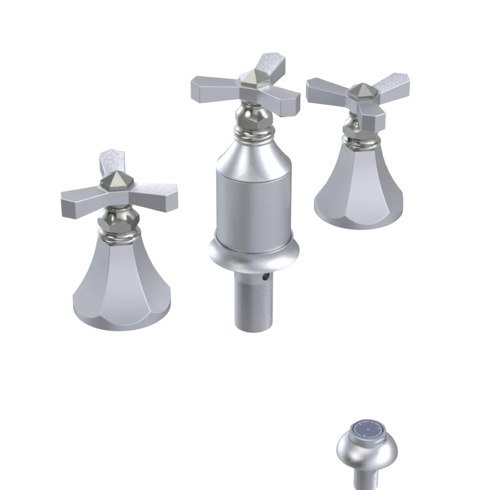 Rubinet Bidet Fitting with Spray, Diverter, and Vacum Breaker (Less Drain) Satin Chrome