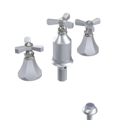 Rubinet Bidet Fitting with Spray, Diverter, and Vacum Breaker (Less Drain) Satin Chrome