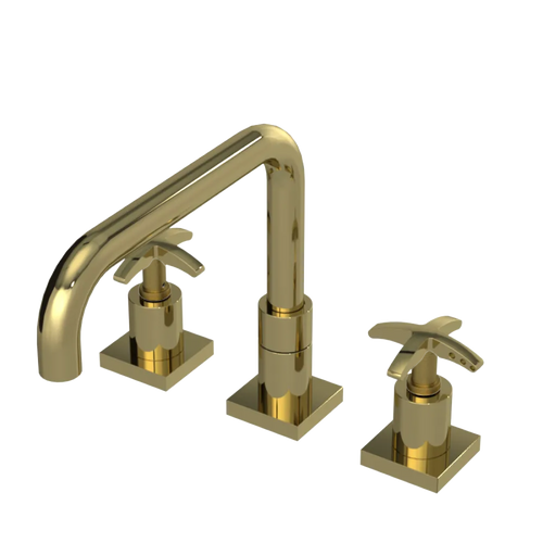 Rubinet Widespread Kitchen Set with Genesis Spout Natural Brass