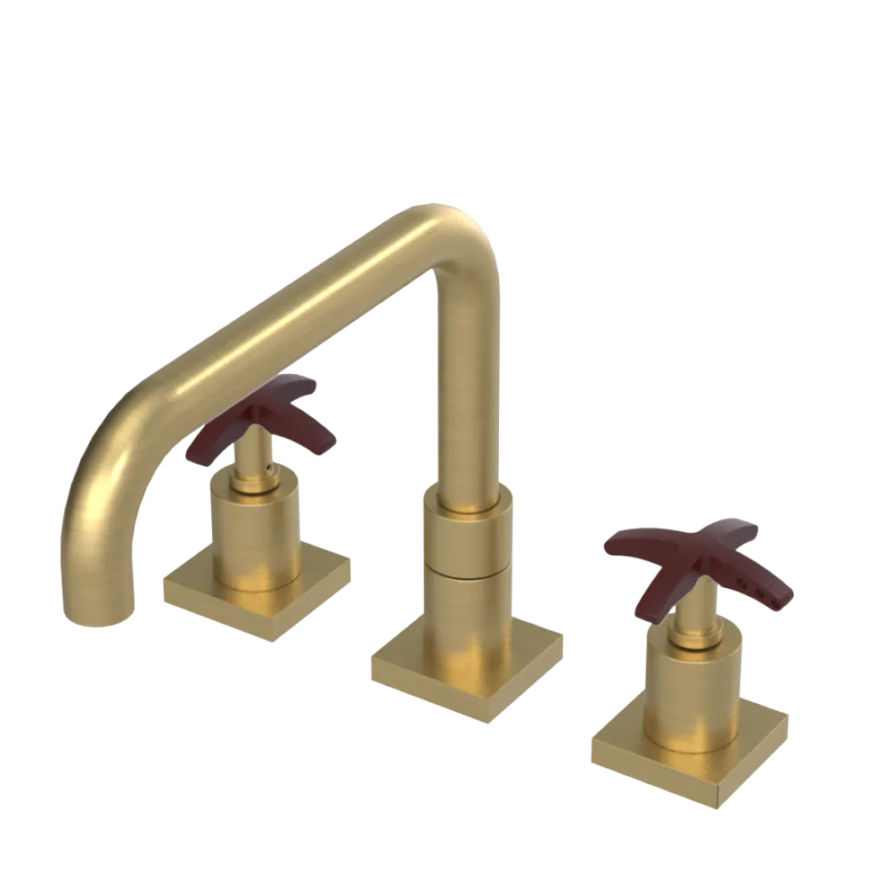 Rubinet Widespread Kitchen Set with Genesis Spout Satin Brass