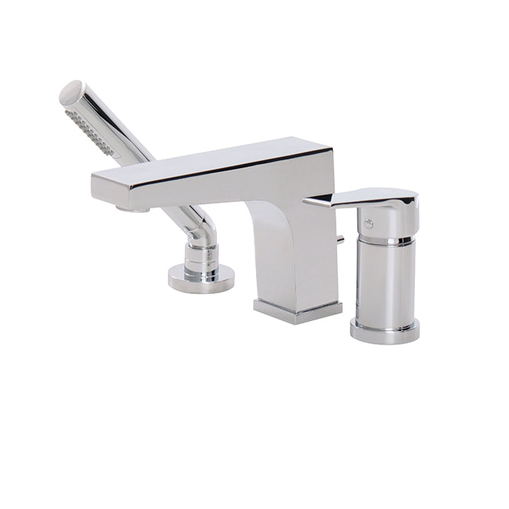 Aquabrass 3-piece deckmount tub filler with handshower