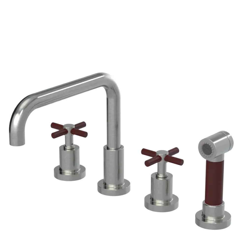Rubinet Widespread Kitchen Set with Hand Spray Satin Nickel