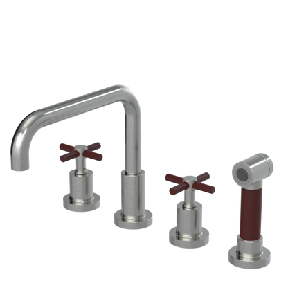 Rubinet Widespread Kitchen Set with Hand Spray Satin Nickel