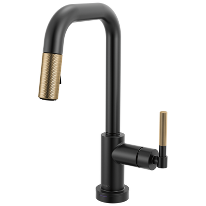 Brizo Smarttouch Pull Down Prep Faucet With Square Spout Knurled Handle