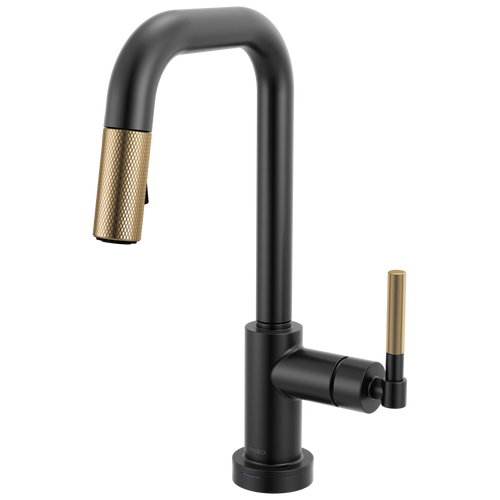 Brizo Smarttouch Pull Down Prep Faucet With Square Spout Knurled Handle