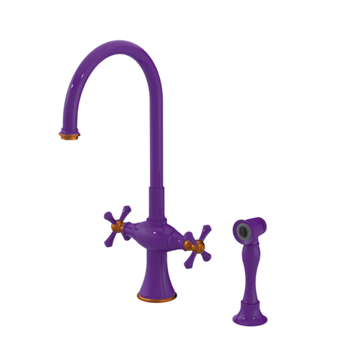 Rubinet Two Handle Single Hole Kitchen Set with Hand Spray Purple Haze