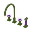 Rubinet Widespread Kitchen Set with Hand Spray Green Envy
