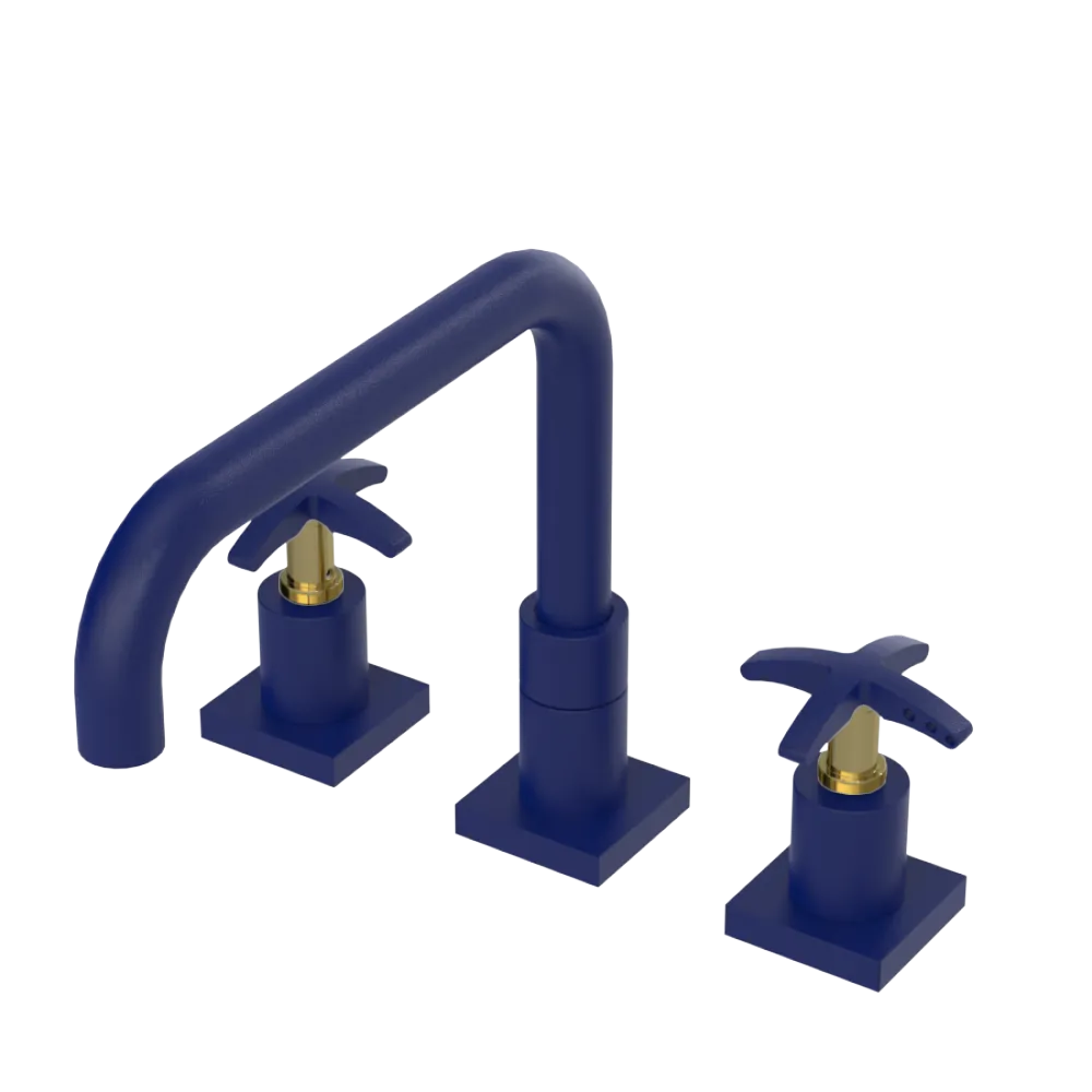 Rubinet Widespread Kitchen Set with Genesis Spout Midnight Blue