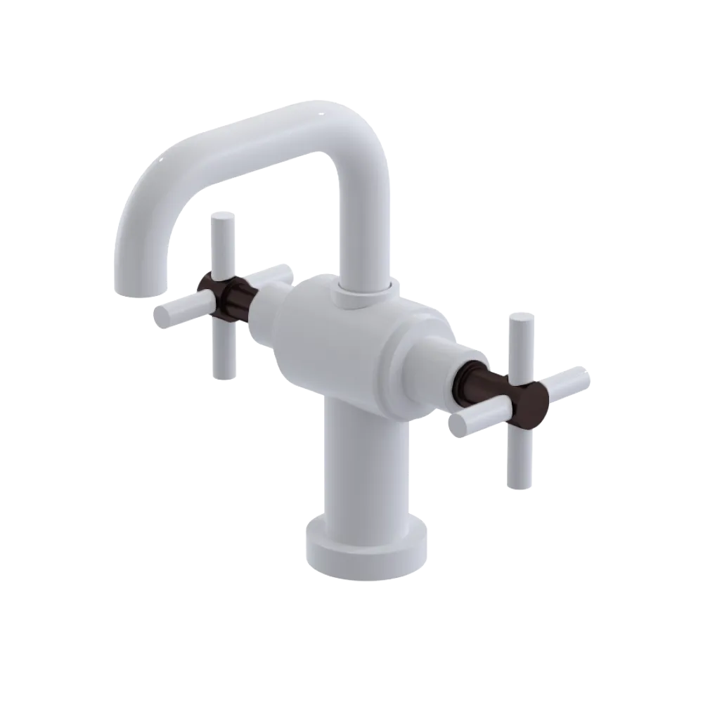 Rubinet Single Hole Dual Handle Lav. Set. (less drain) White
