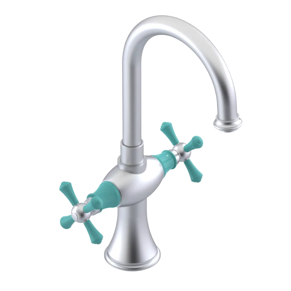 Rubinet Single Hole Dual Handle Lav. Set. (less drain) Satin Chrome