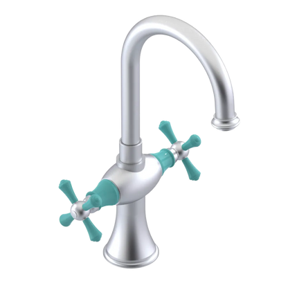Rubinet Single Hole Dual Handle Lav. Set. (less drain) Satin Chrome