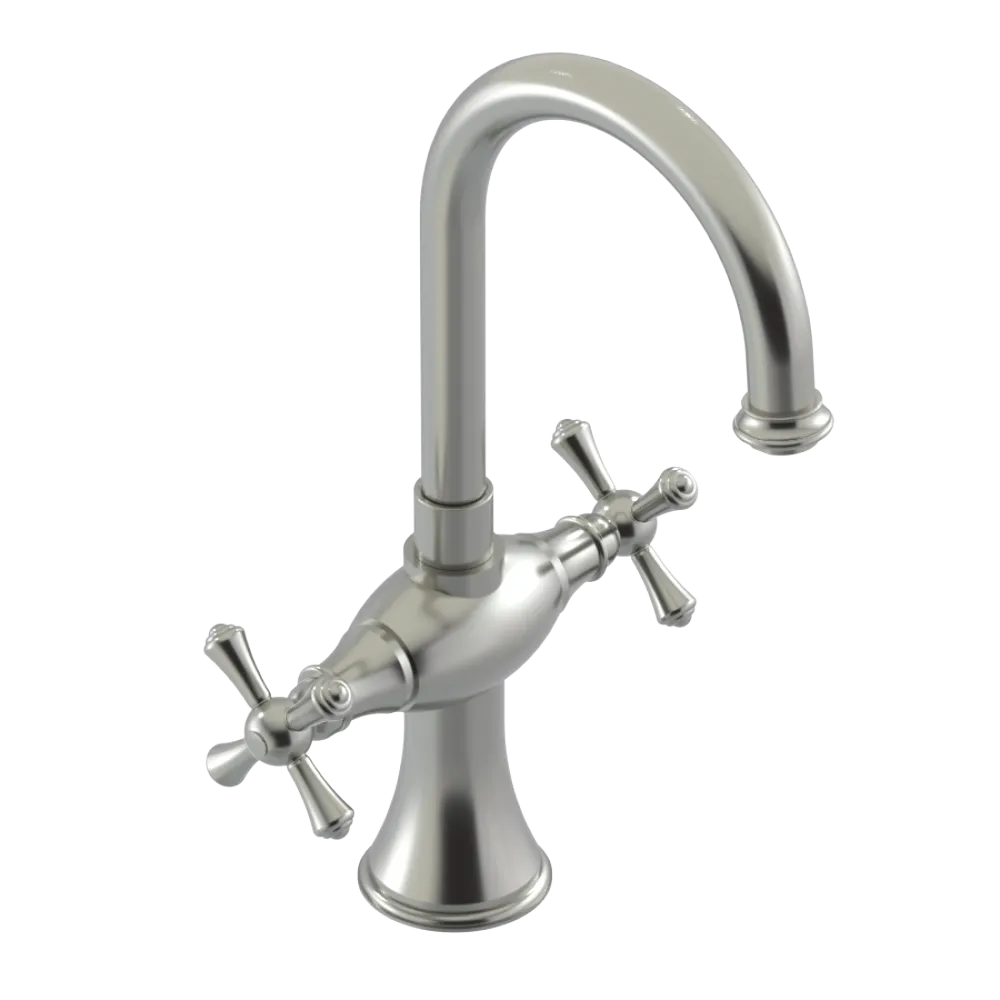 Rubinet Single Hole Dual Handle Lav. Set. (less drain) Satin Nickel