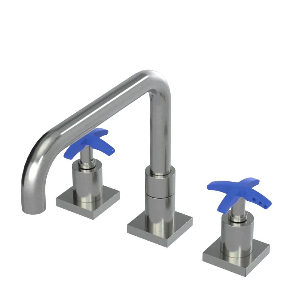 Rubinet Widespread Kitchen Set with Genesis Spout Satin Nickel