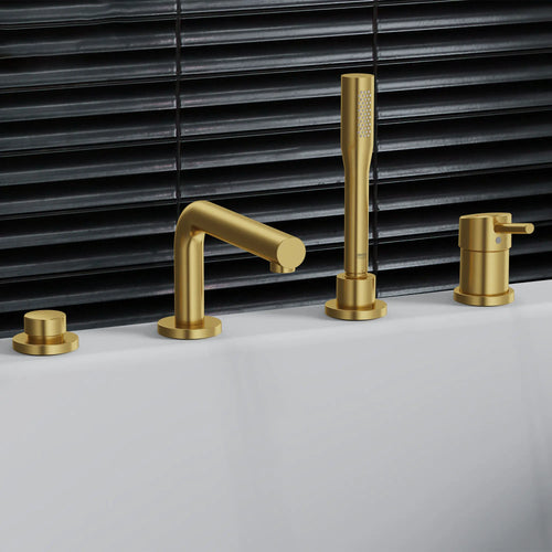 Concetto™4-Hole Single-Handle Deck Mount Roman Tub Faucet With 1.75 Gpm Hand Shower - Golzar Home