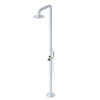 Rubinet Pressure Balance Outdoor Shower with Hand Held Shower & 10" Shower Head - 304 Stainless Steel Matt White