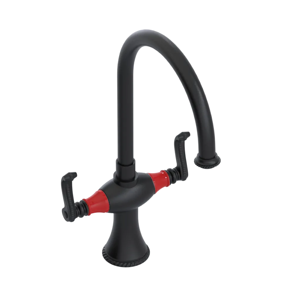 Rubinet Two Handle Single Hole Kitchen Set Matt Black